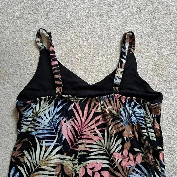 Hurley Maxi Dress Tropical Leaf Print XL Black Multi-colour Floral Dress - Picture 10 of 11
